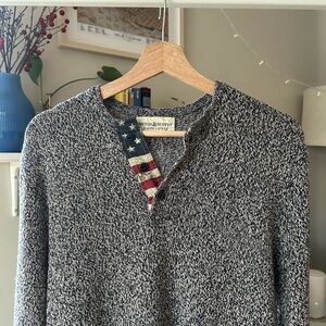 Denim & Supply Ralph Lauren Henley Knit  Linen & Cotton Blend Slim Sweater